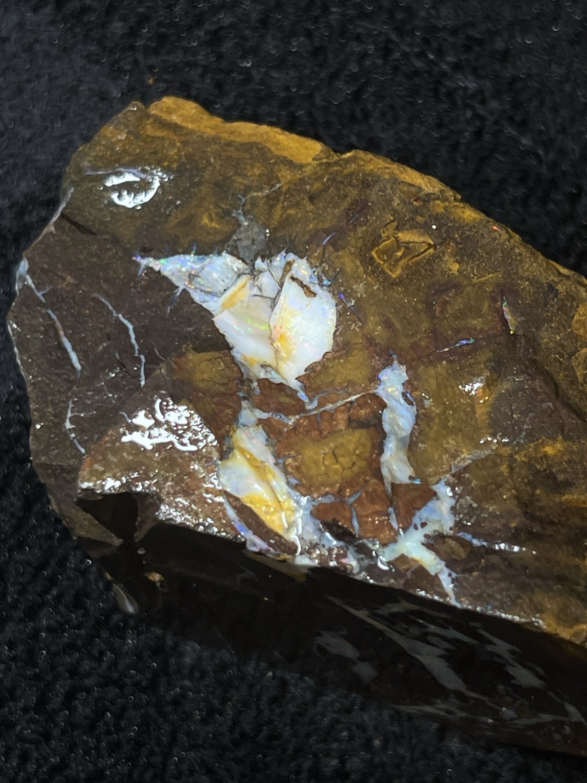 878g Natural Australian Boulder Opal Rough Multi-Color Fire Queensland Specimen