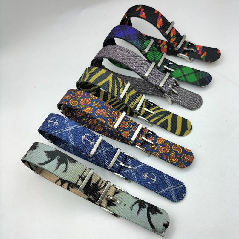 18mm 20mm Pattern NATO Nylon Strap New Pattern One-Piece Pass Through Watch Band