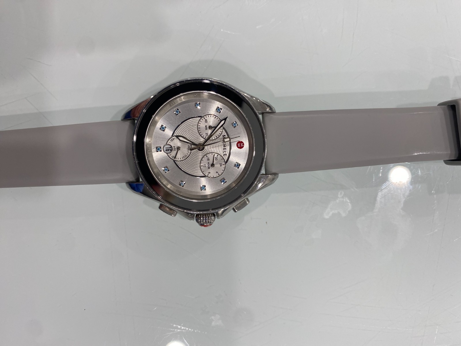Michele Cape Stainless Blue Topaz Watch MWW27E000004 100% Authentic Guaranteed