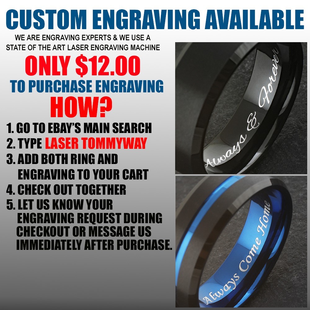 8mm Black Tungsten Carbide Abalone Hawaiian Blue Opal Men’s Wedding Band Ring