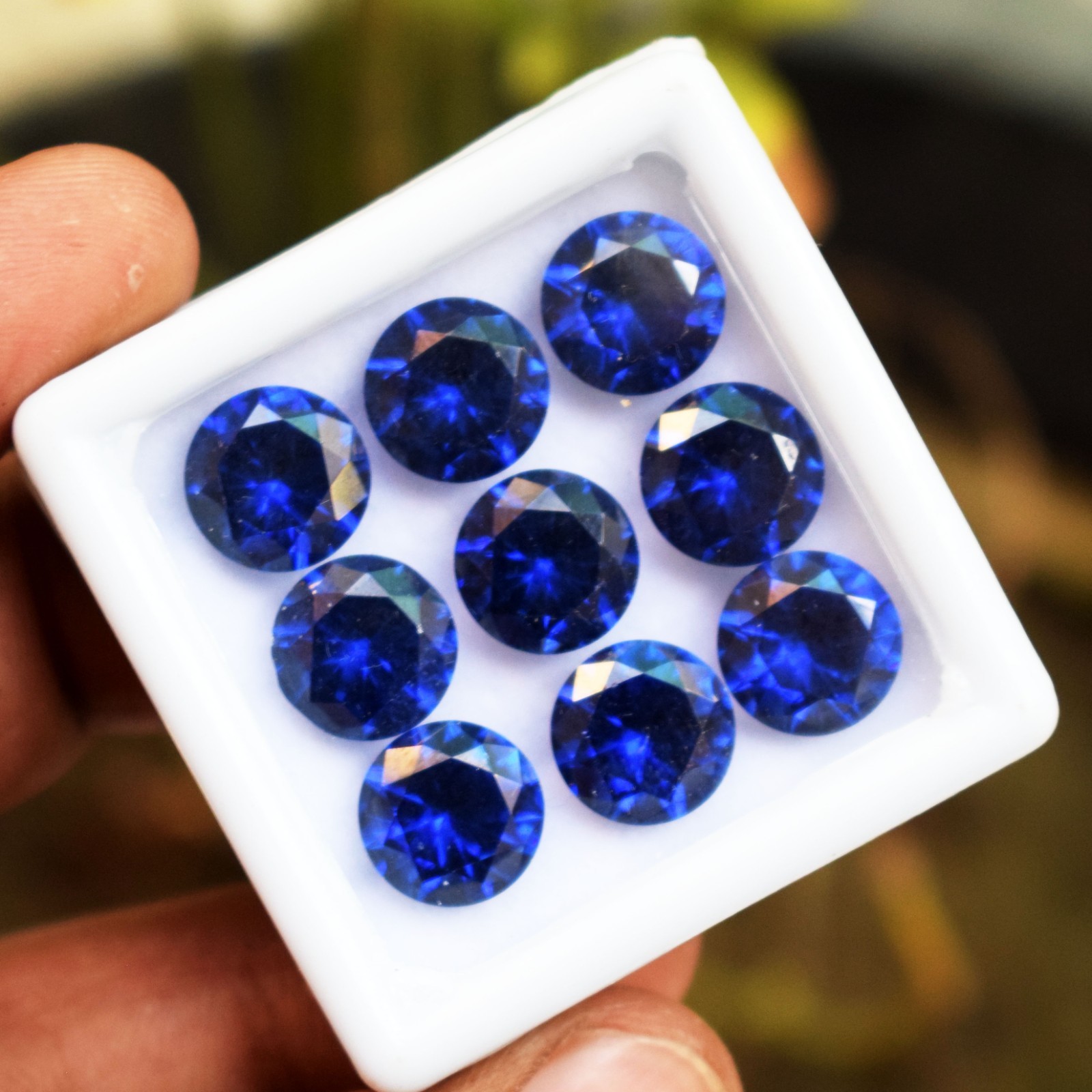 40 CT Flawless Royal Blue Sapphire Round Cut Certified Loose Gemstone 9 Pcs Lot