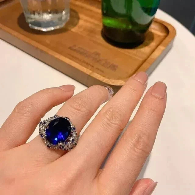 2.60 Ct Oval Cut Natural Sapphire Diamond Wedding Ring 14K White Gold Size 8