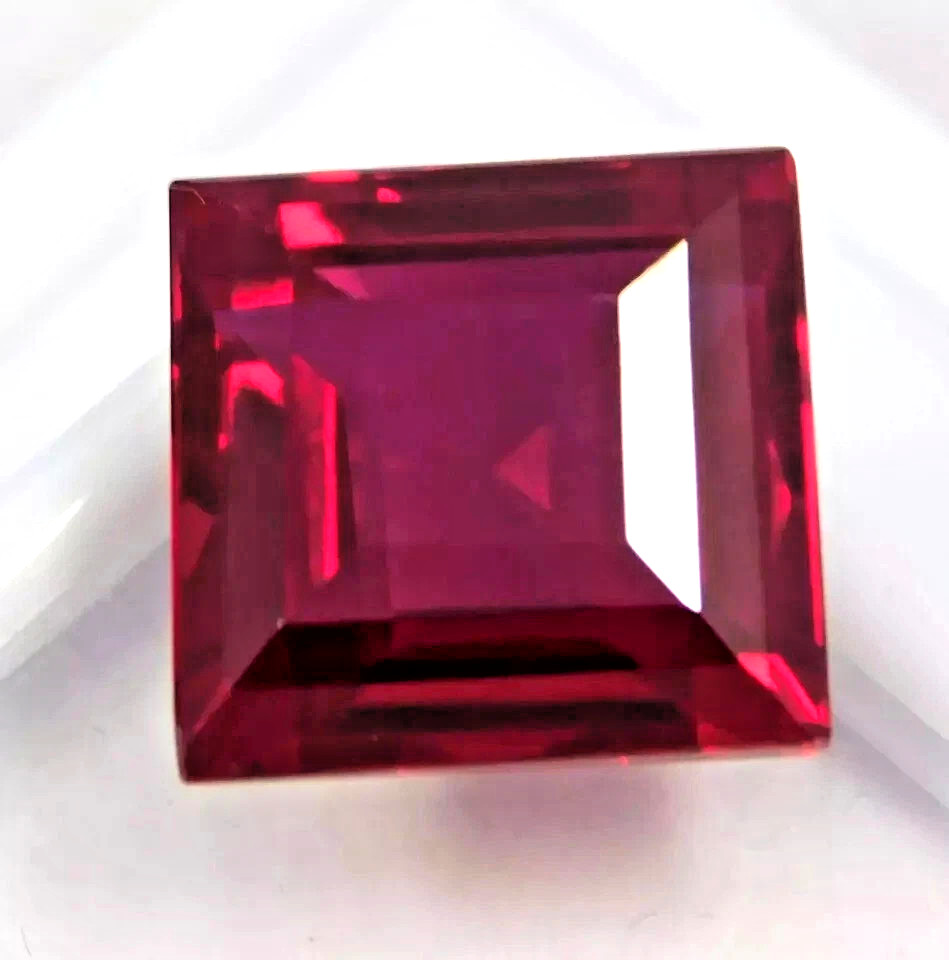 Natural Princess Cut Red Ruby 13 Ct Loose AGL Certified Faceted Gemstone