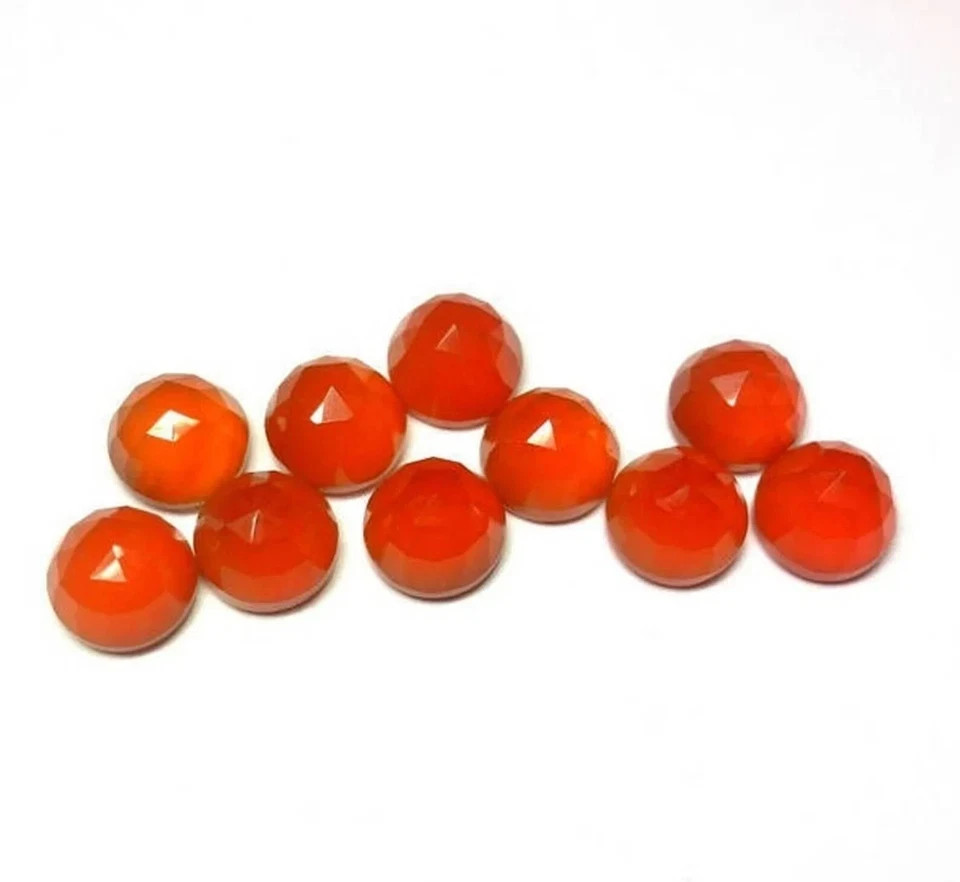 4-5mm Natural Carnelian Rose Cut Round Shape Loose Gemstone For Jewelry Making