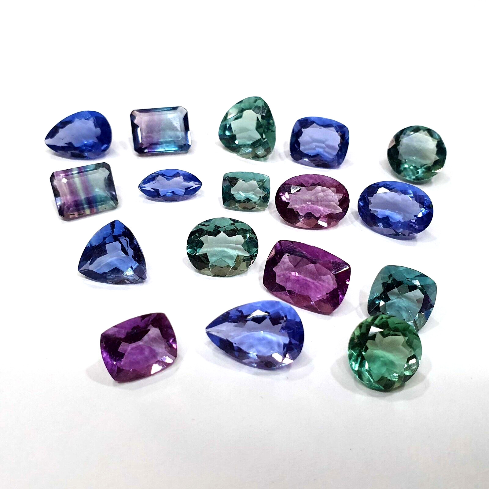 Natural Multi Color Fluorite Mix Faceted Gemstone Lot 5-14 mm 4-5 Pcs 10 CT
