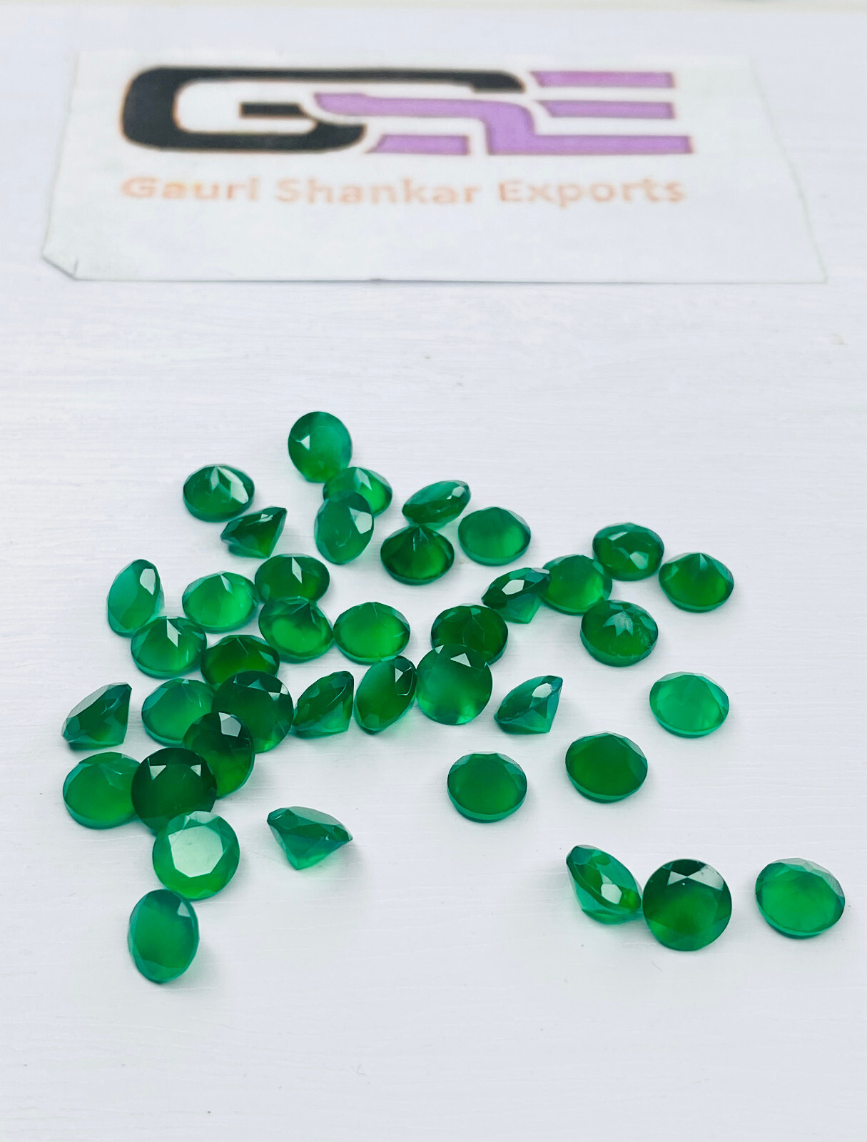 Green Onyx Faceted Round Cut Loose Gemstone 1×1 MM to 12×12 MM Calibrated DG