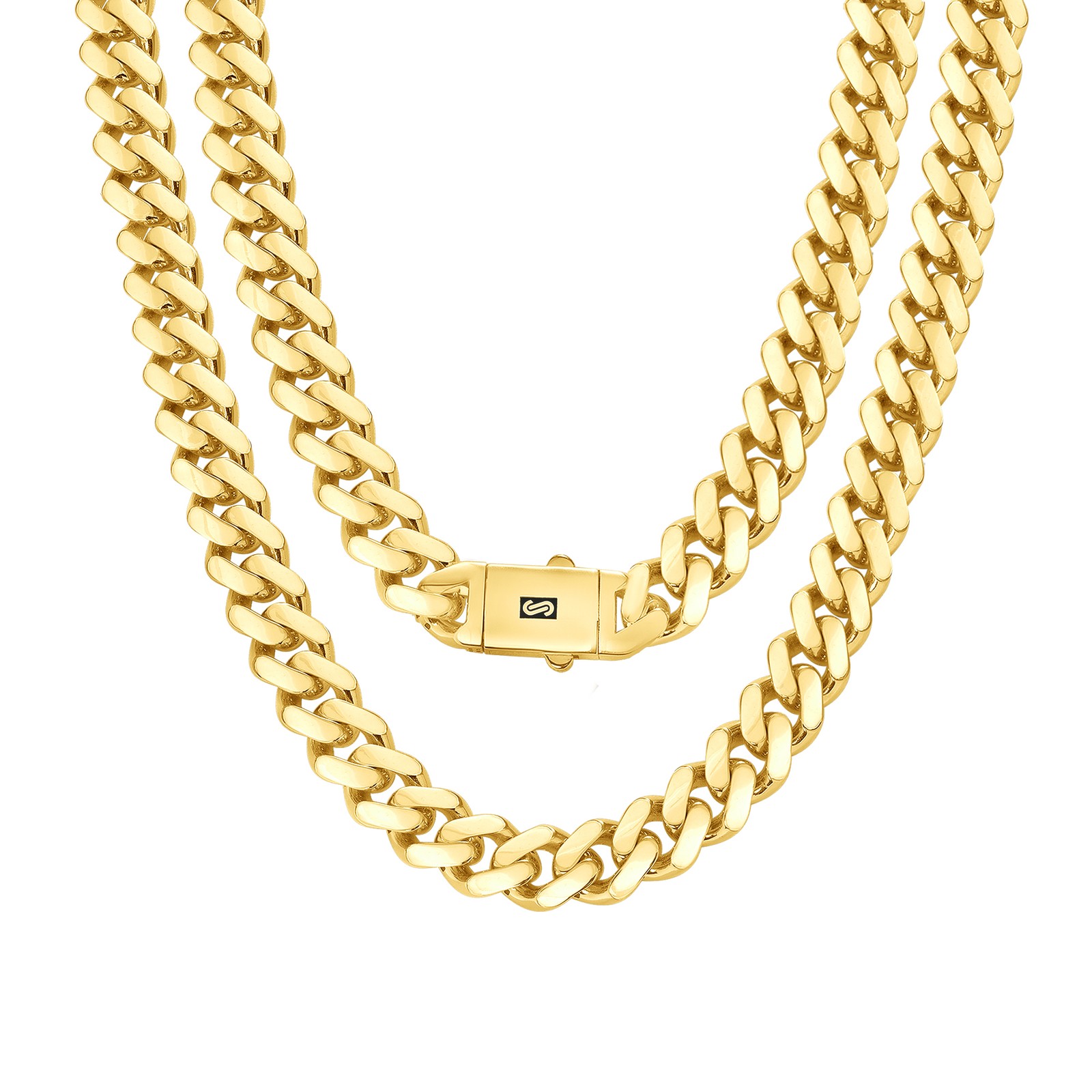 10K Yellow Gold Miami Cuban Royal Monaco Link Chain Necklace 5mm-20mm, 16″- 30″