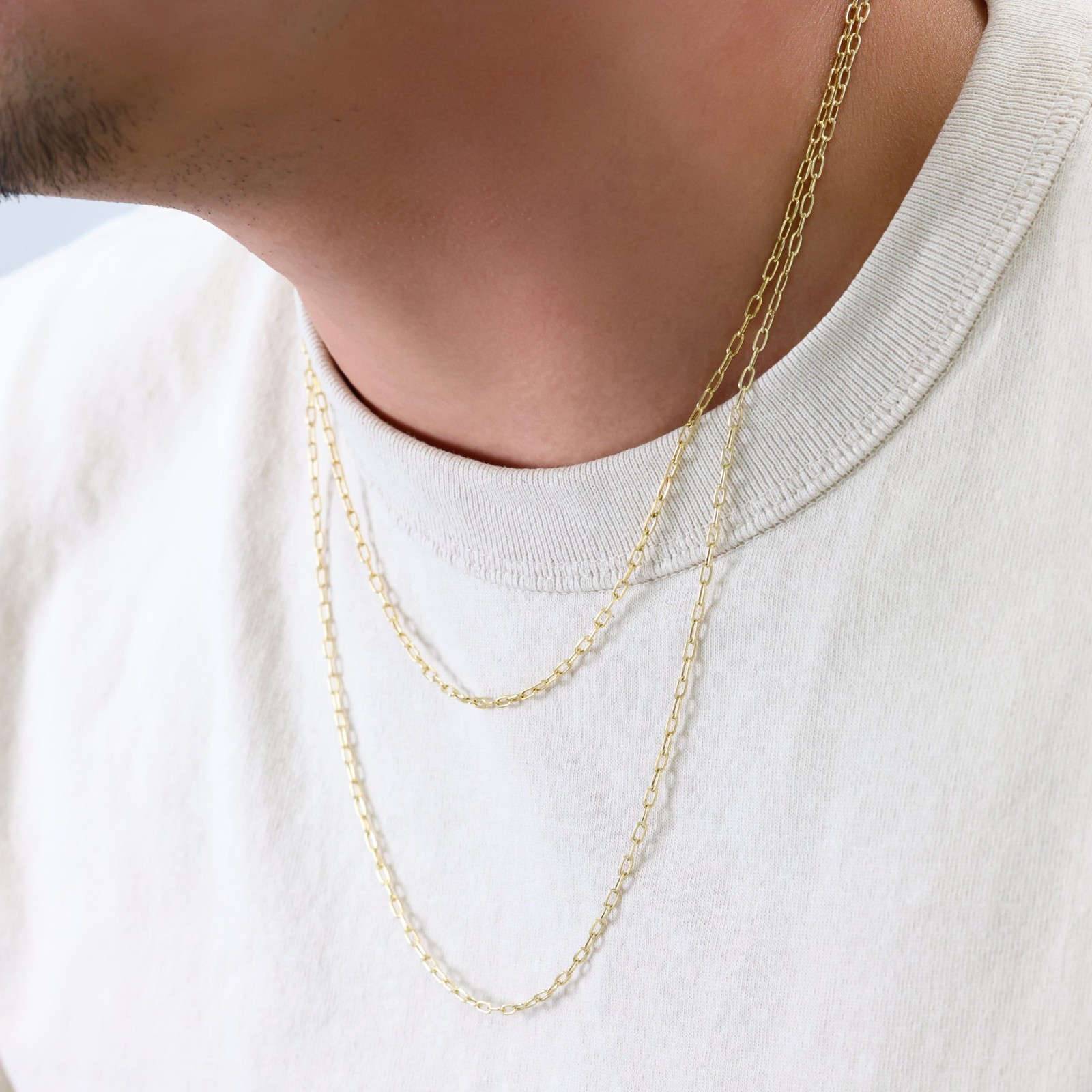 10k Yellow Gold 2mm Paperclip Chain Cable Rolo Link Necklace Womens 16″- 24″
