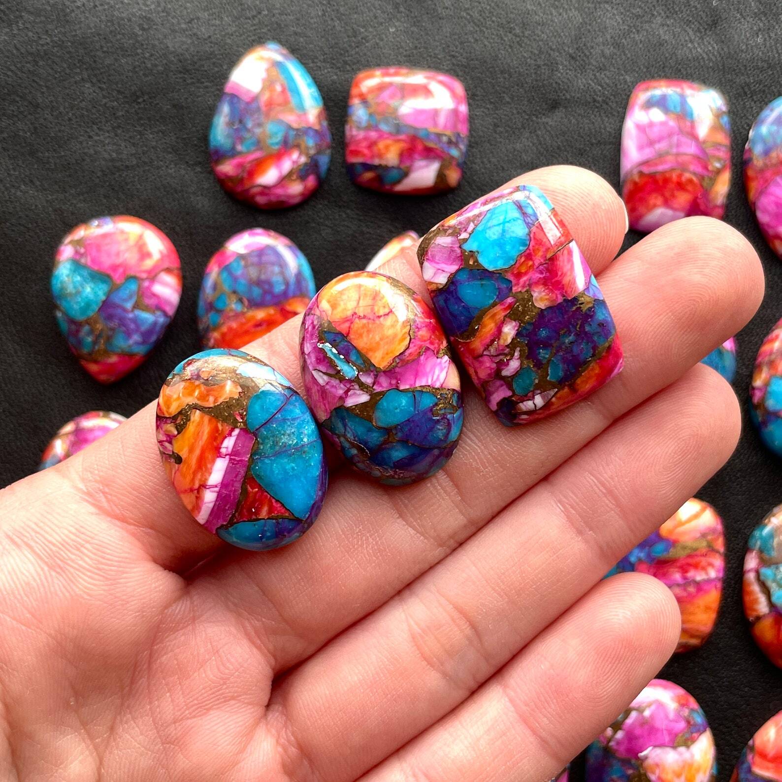 Natural Oyster Copper Turquoise Oval Cabochon Loose Gemstone Wholesale Lot