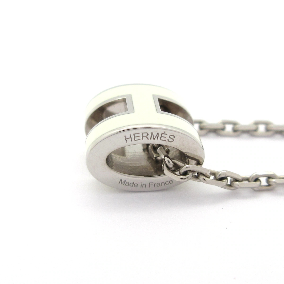 HERMES Mini Pop H H14792FP49 Silver White Hardware None Necklace
