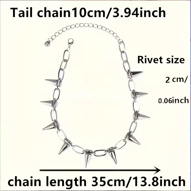 Spiked Chain Collar Necklace Gothic Punk Spike Chain Jewelry Choker