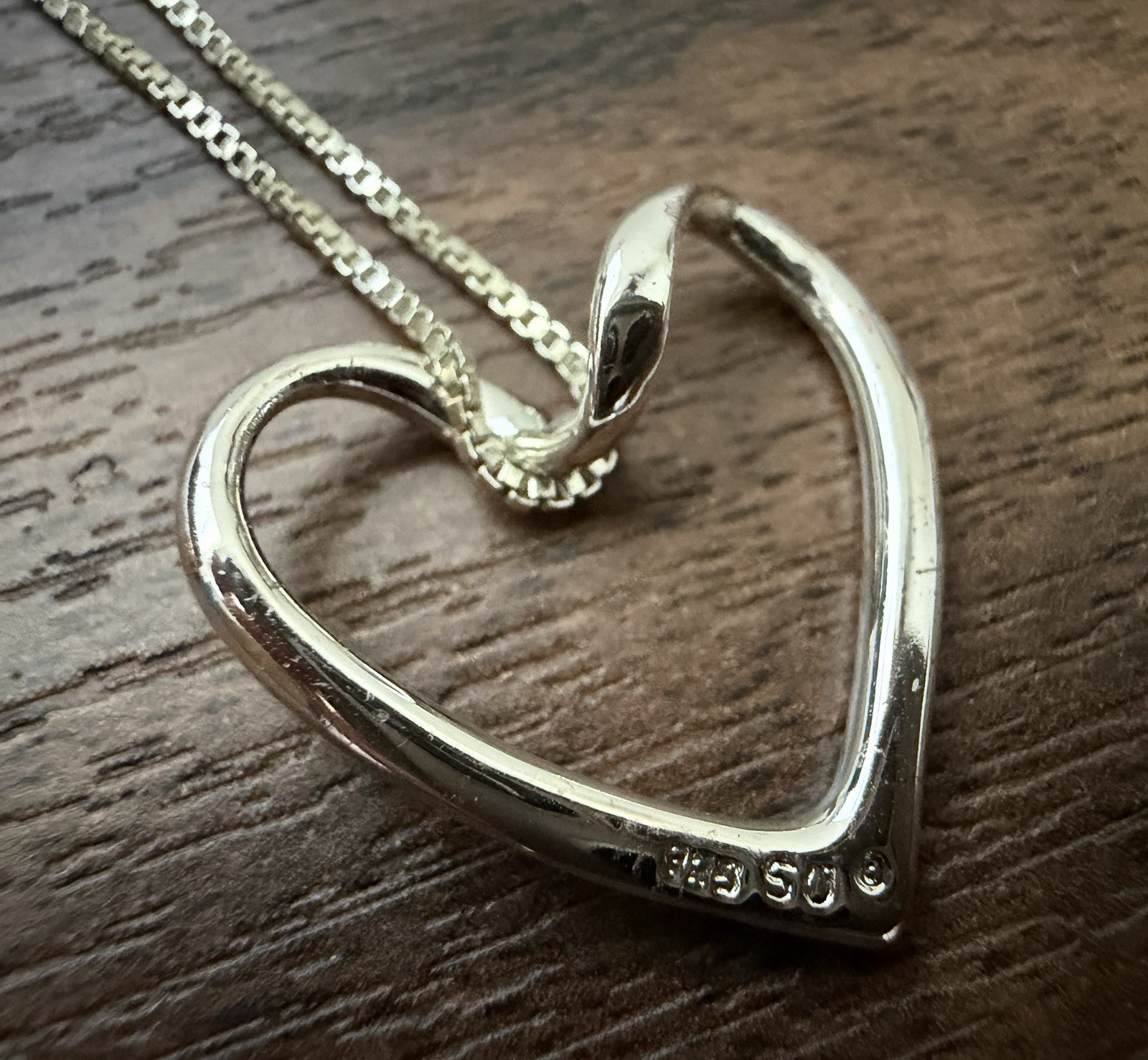 Vtg Sunstone SU 925 Sterling Silver Heart Pendant Necklace 18in Box Chain Italy