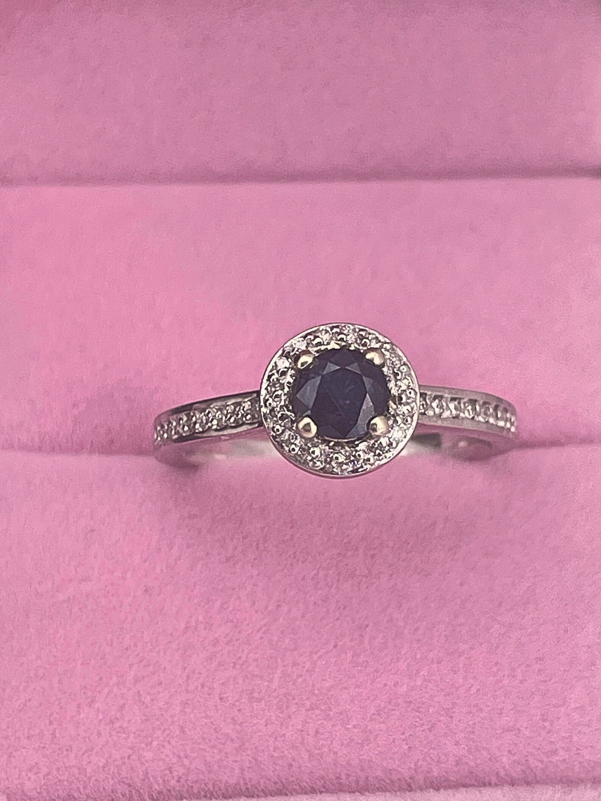 1.90 Ct Round Cut Natural Sapphire Diamond Engagement Ring 14K White Gold Size 6