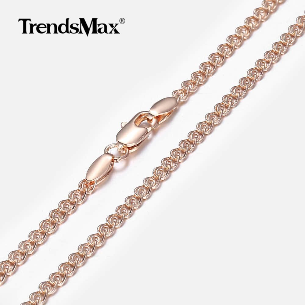 3mm 585 Rose Gold Color Snake Chain Necklace for Women Girls Jewelry 50cm/20inch