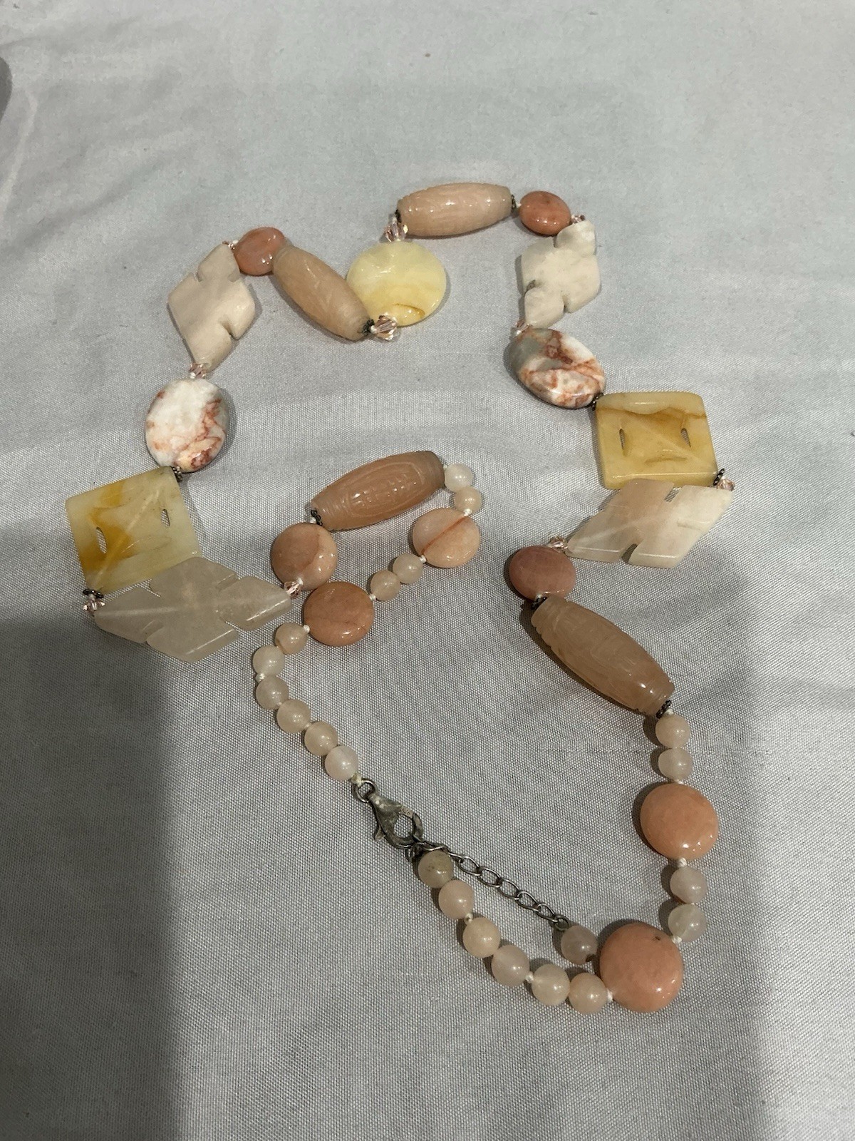 Vintage stering silver marked 925 Multicolor Beaded Stone Necklace