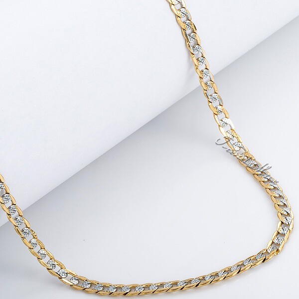 Womens Mens 4mm Diamond-Cut Curb Cuban Link Gold Plated Chain Necklace 8″-36″