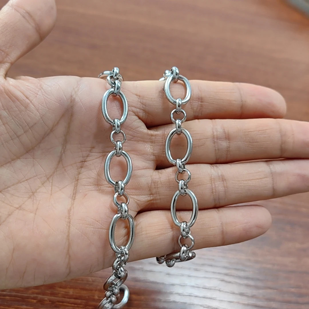 Heavy Oval Necklace Stainless Steel Big Link Punk Chain Chunky Men Jewelry