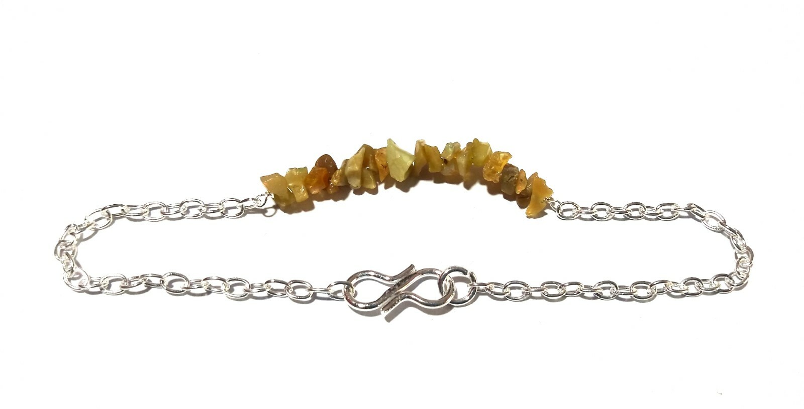Ethiopian Opal Chip Uncut 3-5mm Chain Silver Plated Wire 7″ 5 Bracelet Natural
