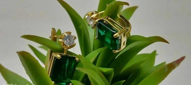 2Ct Lab-Created Emerald Women Solitaire Stud Earrings 14K Yellow Gold Plated