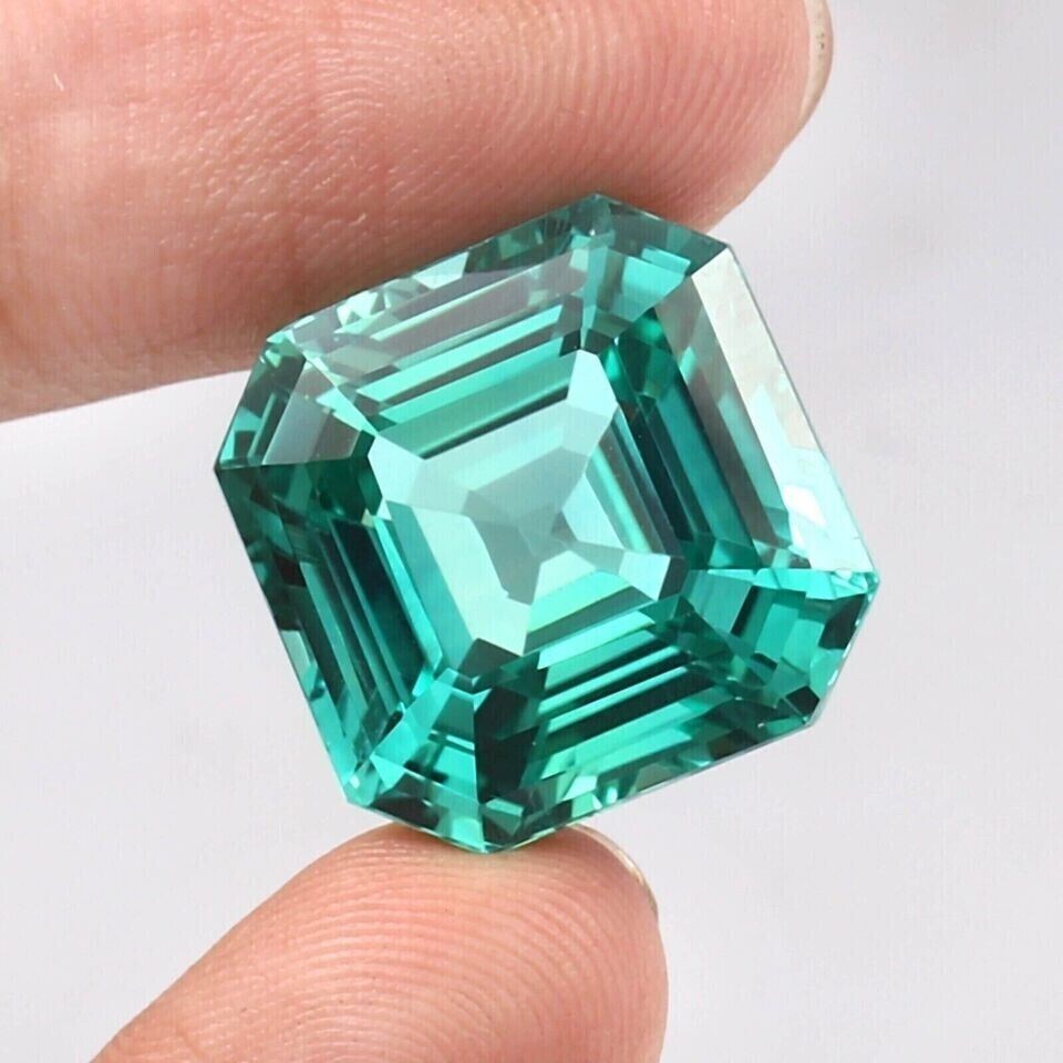 Natural Green Sapphire Flawless Asscher Cut 11.60 Ct Certified Loose Gemstone