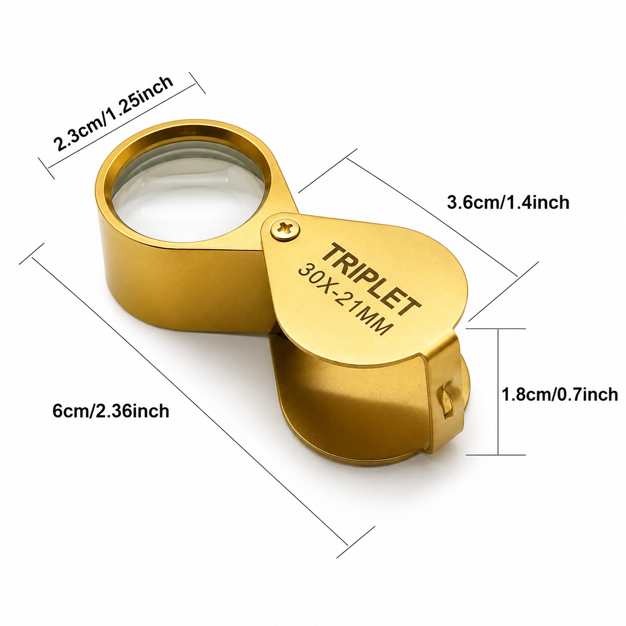 30X Jeweler’s Loupe Magnifier 21mm Foldable Pocket Lens for Jewelry Coins Gems