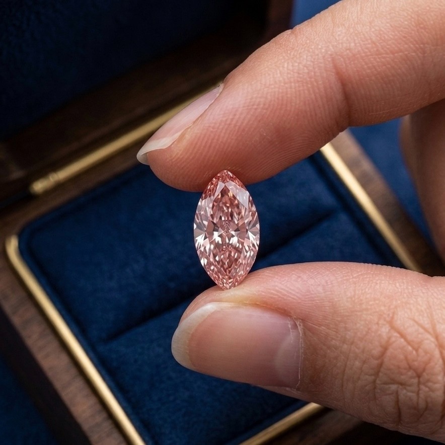 5 CT Fancy Peach Color, VVS1 Diamond Premium Quality 18×9 MM Gemstone For Ring
