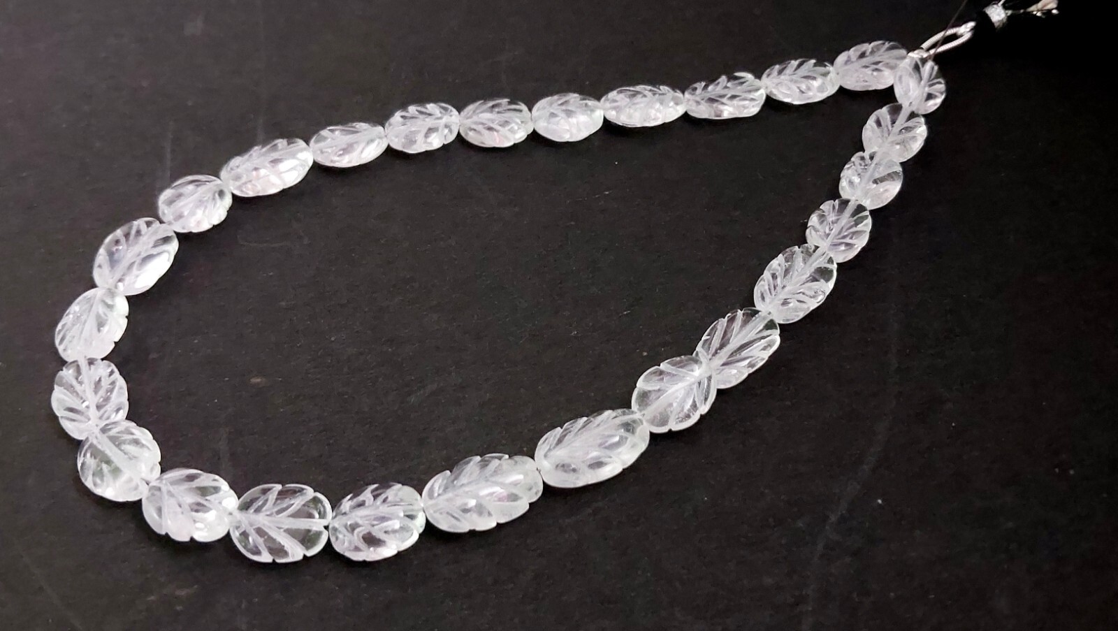 1 Strand Natural Crystal Quartz Oval Leaf Carved 8×10-9x14mm Beads 12″inch
