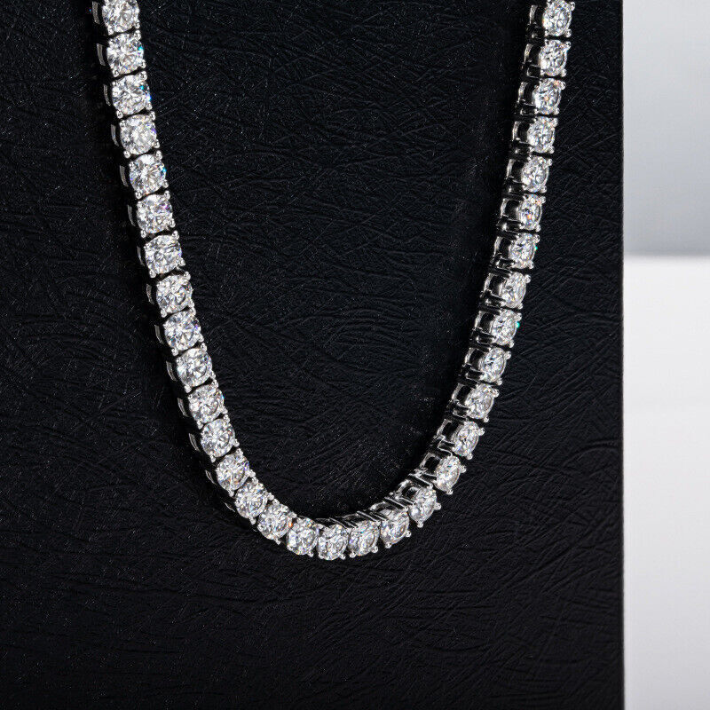 3mm 4mm 5mm MOISSANITE Tennis Chain Necklace 925 Sterling Silver Passes Tester
