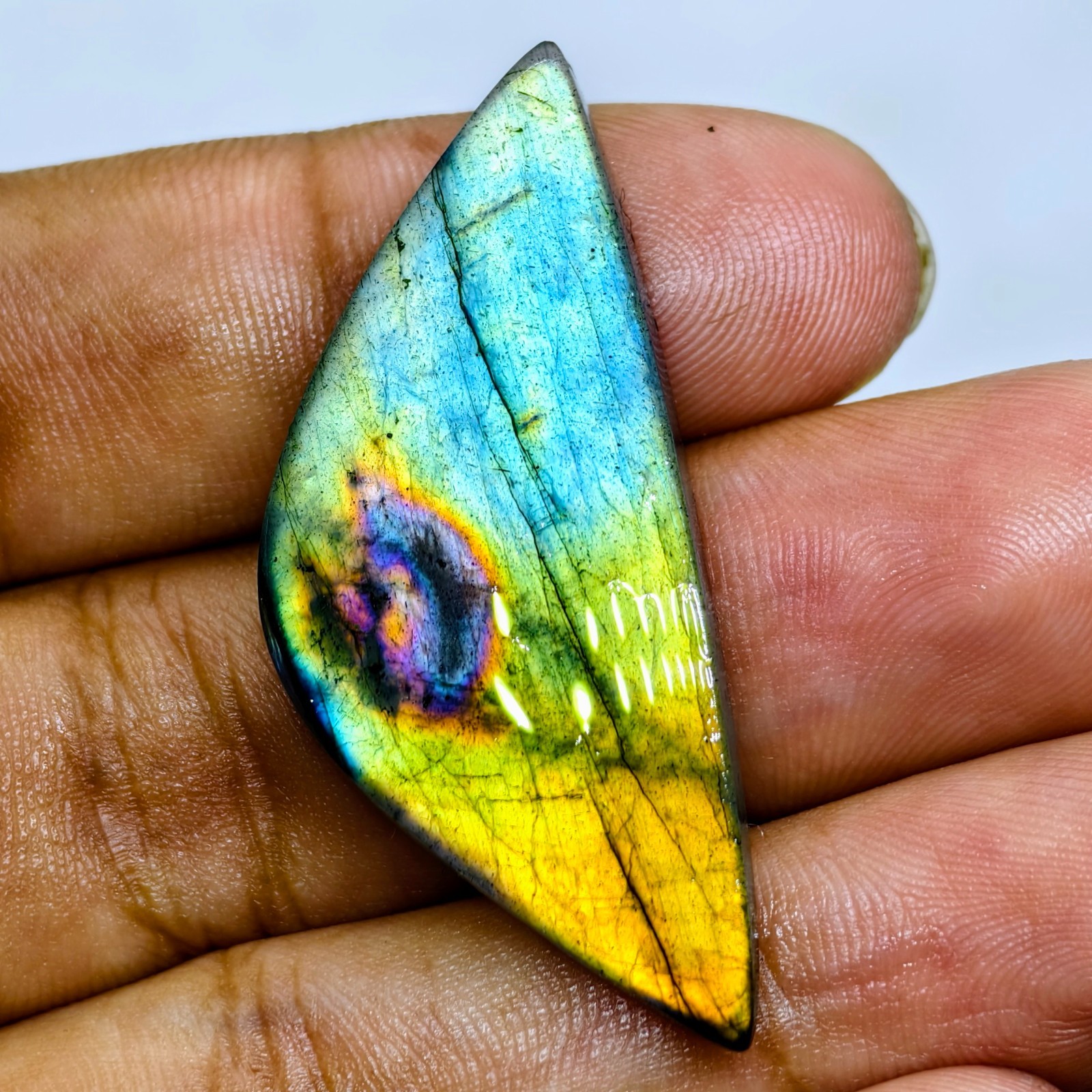 36 Cts Natural Labradorite Cabochon Gemstone For Jewelry 43.9×18.7×6.1 MM