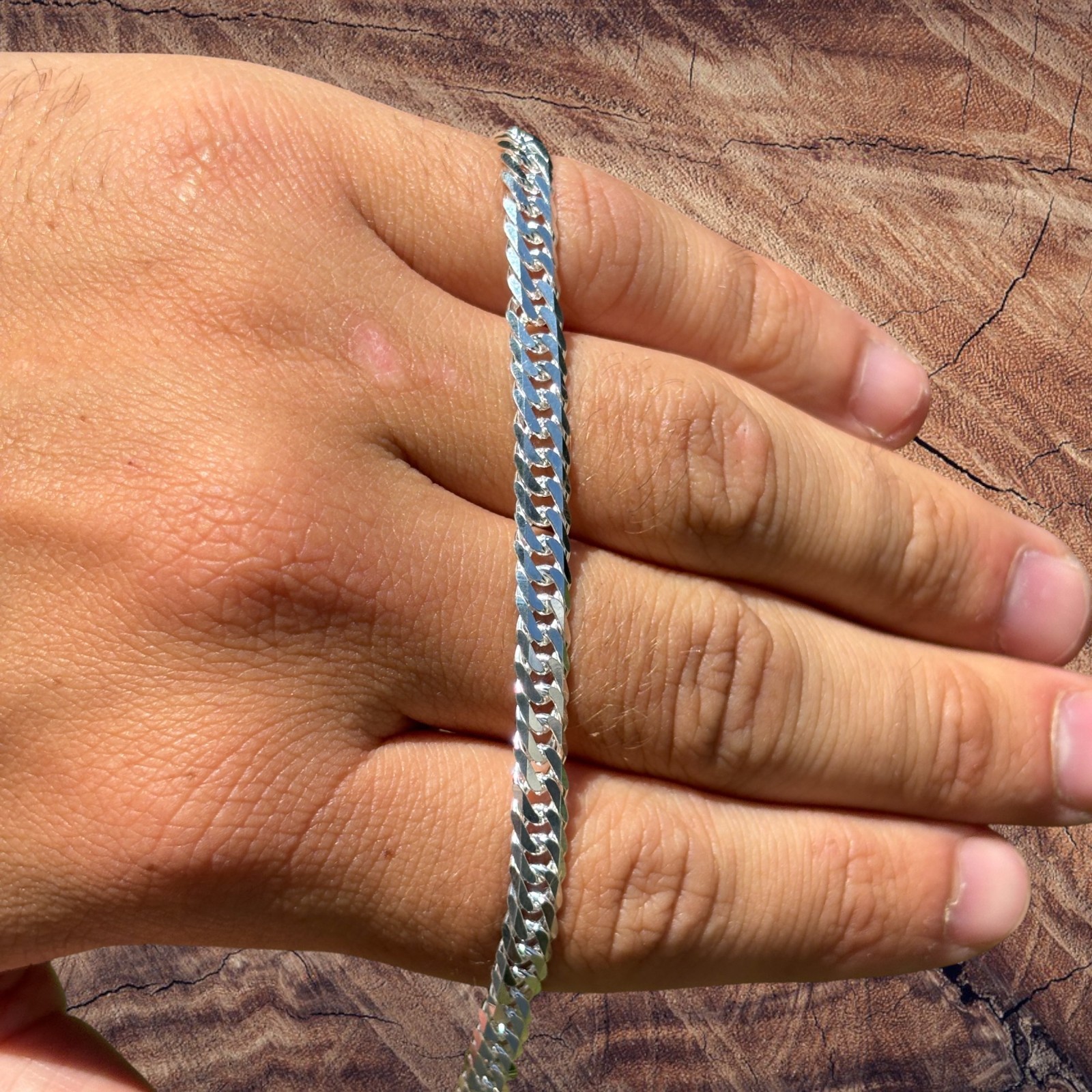 6mm Double Curb Chain Necklace – Real Solid 925 Sterling Silver MADE IN ITALY