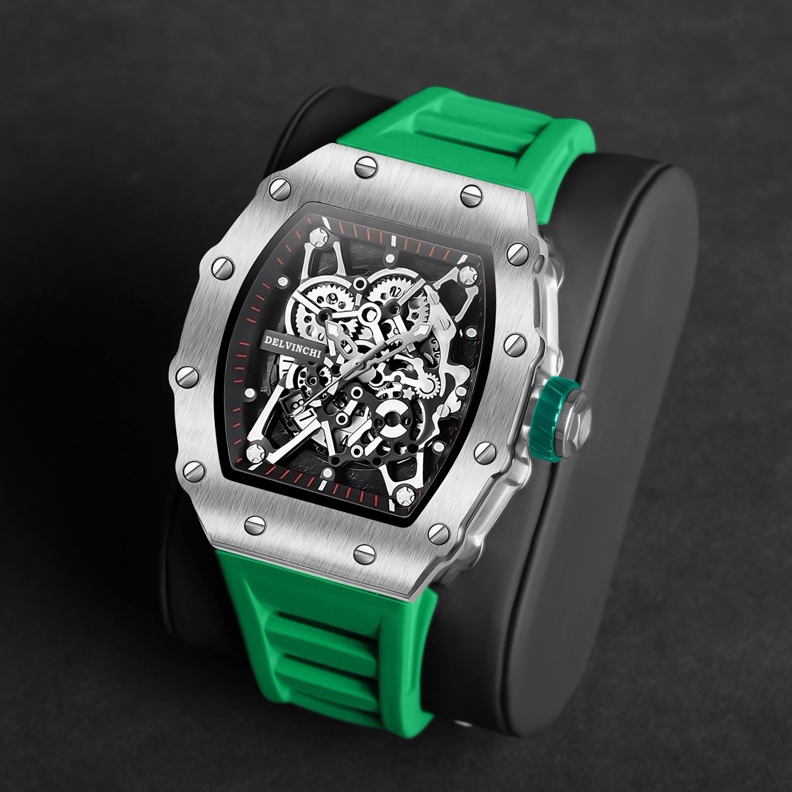 Mens Green & Silver Watch / Premium Stainless Steel Case – Two Year Warranty