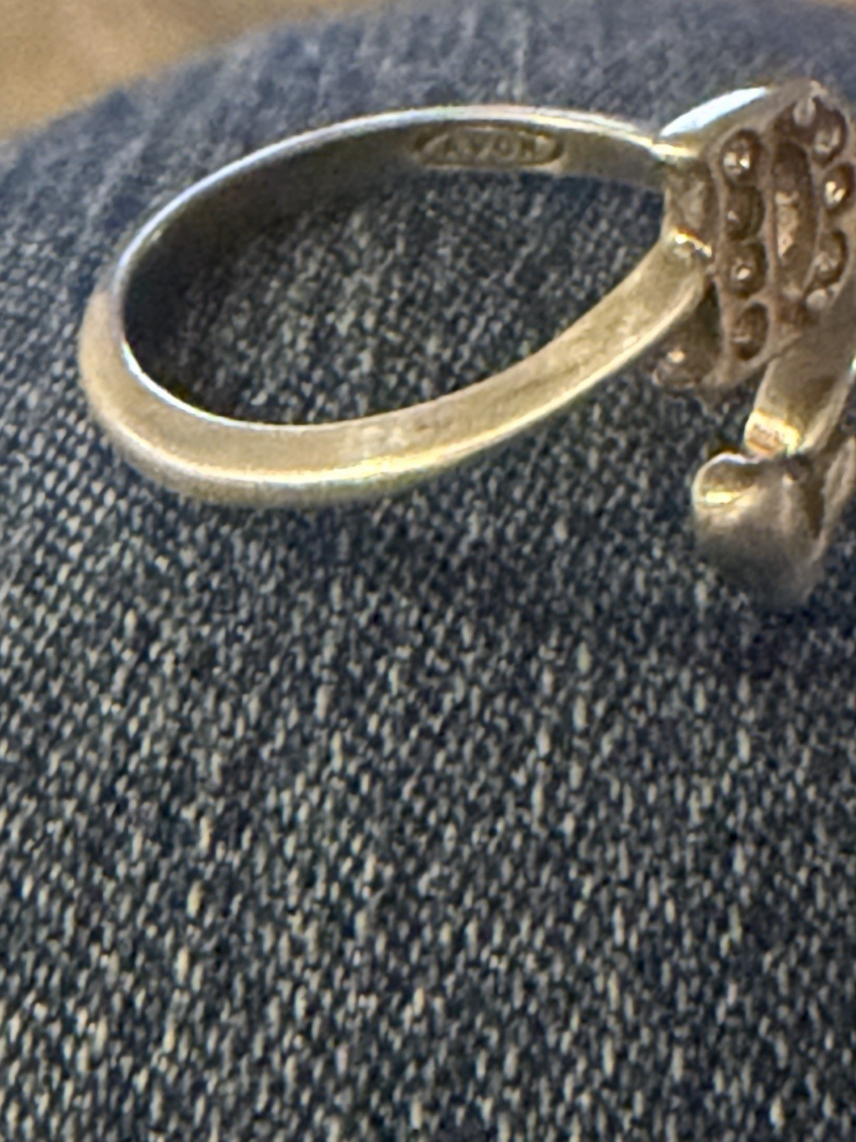 Vintage 925 Sterling Silver Avon D Initial & Heart Adjustable Ring Size 8 #364