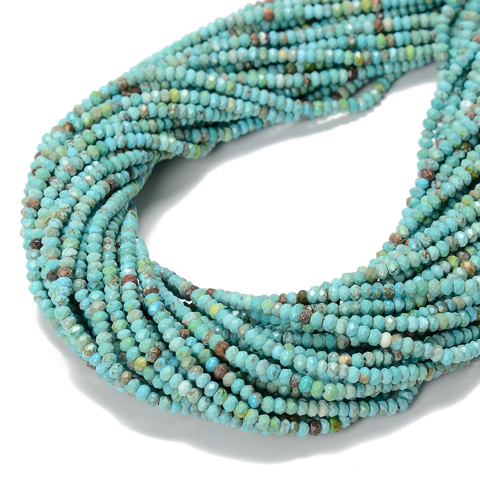 Blue Turquoise Faceted Rondelle Beads Size 2x3mm 15.5” Strand
