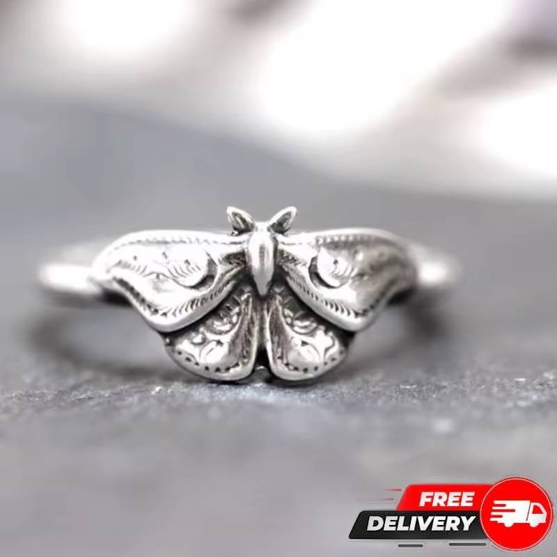 Celestial Moth Ring Moon Witch Fashion Jewelry