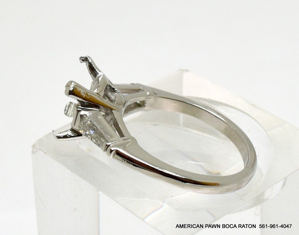 Platinum Tapered Baguette Diamond Engagement Ring Setting size 7 1/2