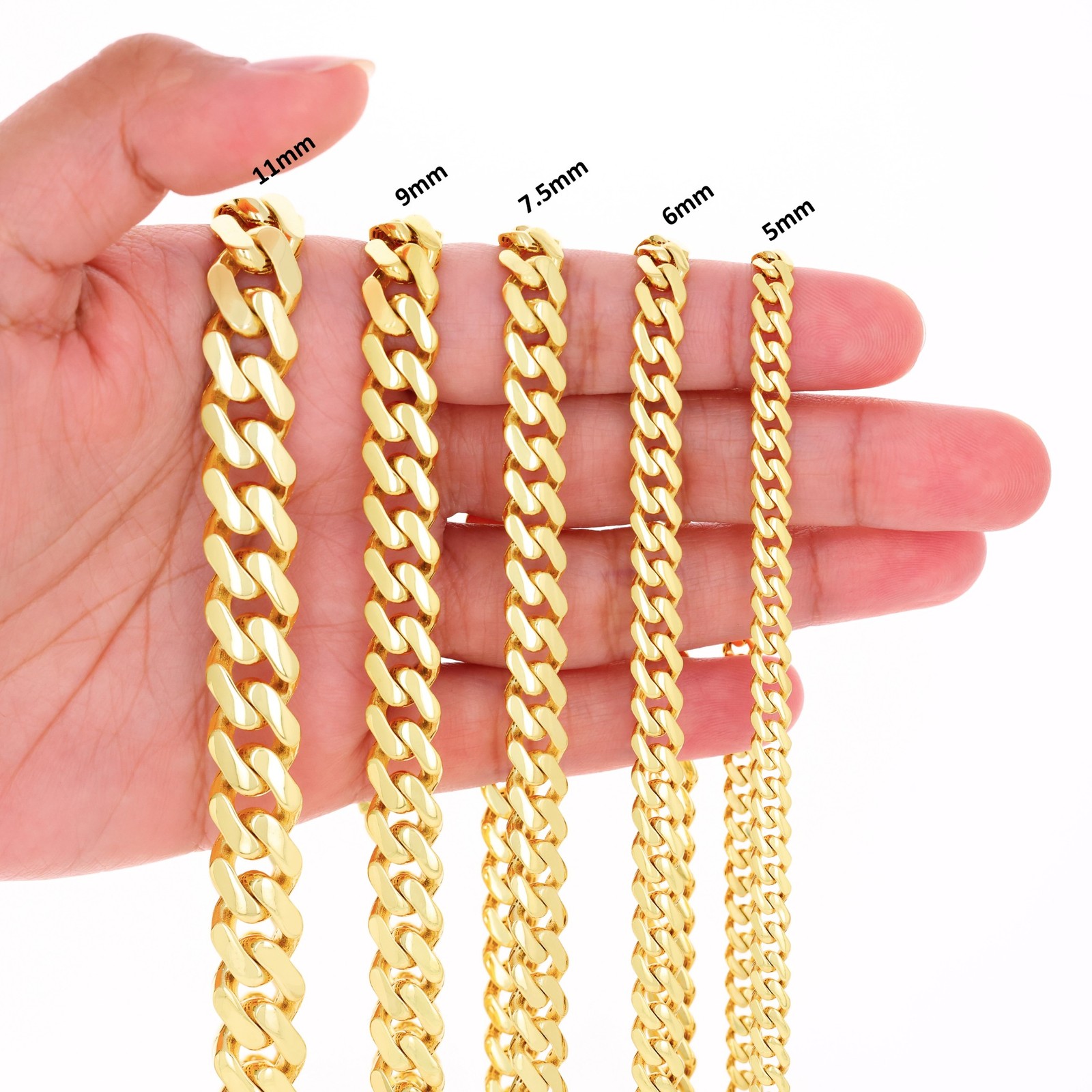 14k Yellow Gold Miami Cuban Royal Monaco Chain Bracelet 5mm-17mm 7″ 7.5″ 8″ 9″