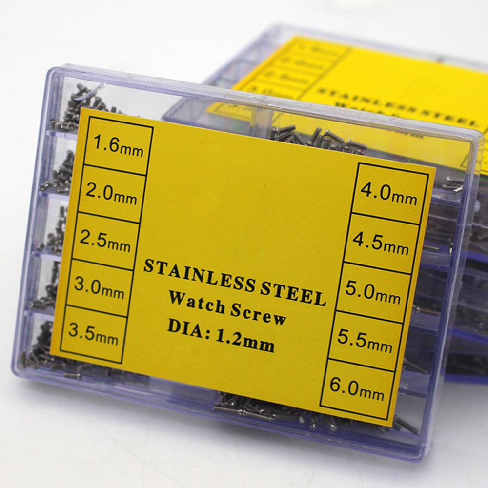 600pcs 1.2mm Assorted Stainless Steel Eyeglass Jewelry Watch Screws Kit 1.6-6mm