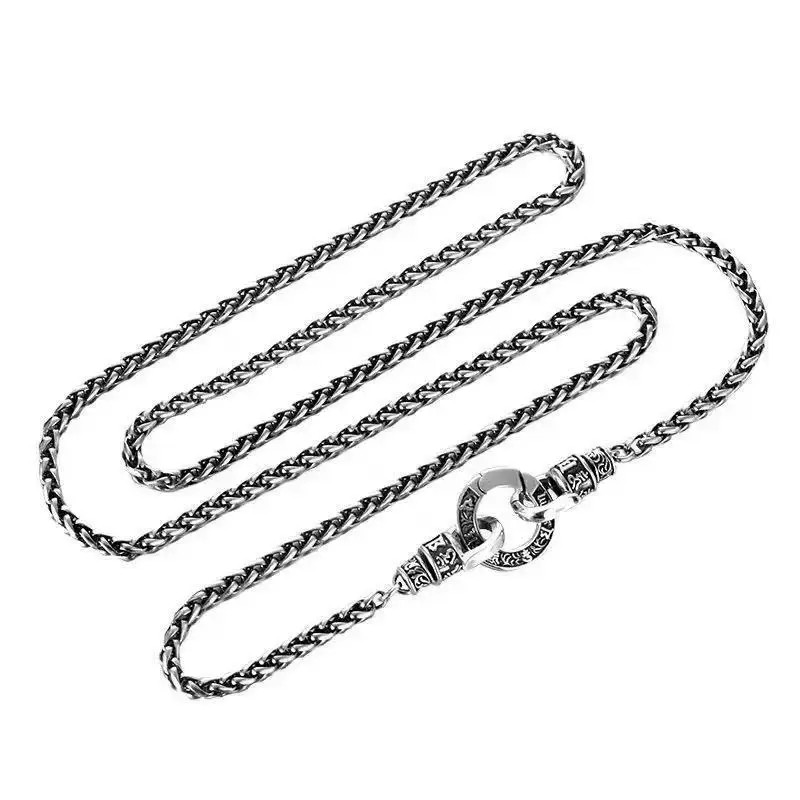 New 925 Sterling Silver Necklace Woven chain For Men Women Fashion Clavicle