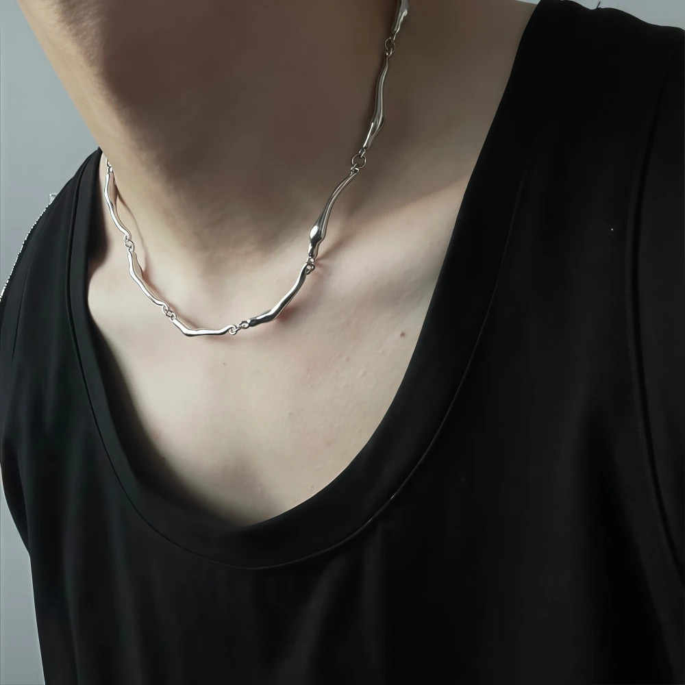 Hip Hop Irregular Necklace For Man Woman Punk Titanium Steel Not Fading Luxury C
