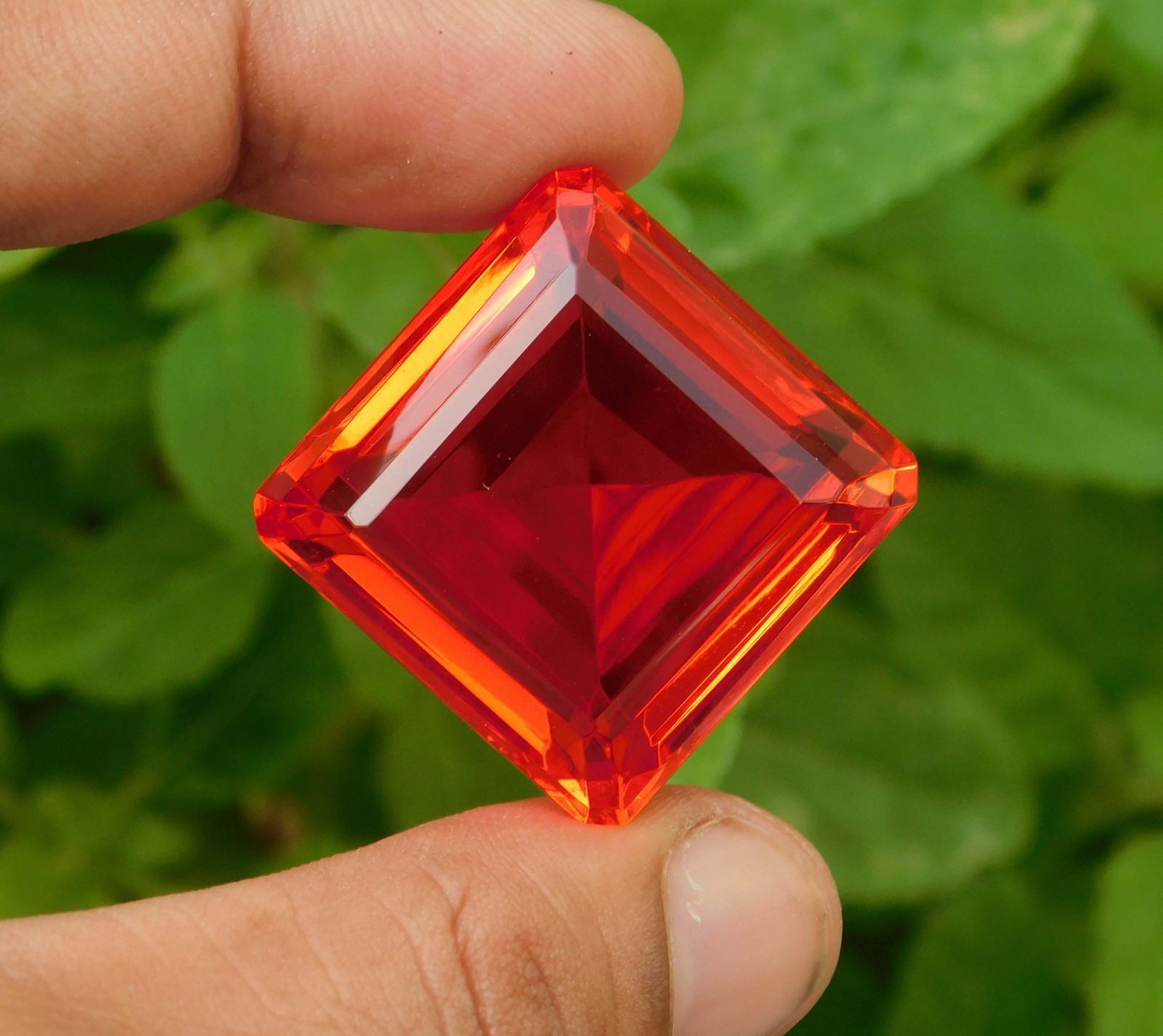121.00Ct. Huge Natural Square Cut Mexican Orange Fire Opal Loose Gemstone