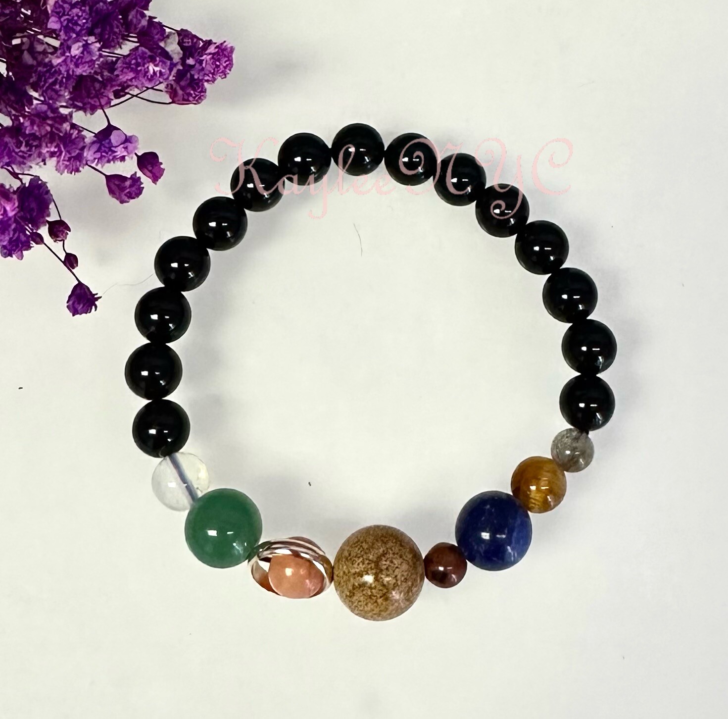 Wholesale Lot 6 Pcs Solar System Crystal Stretch Bracelet 7.5”