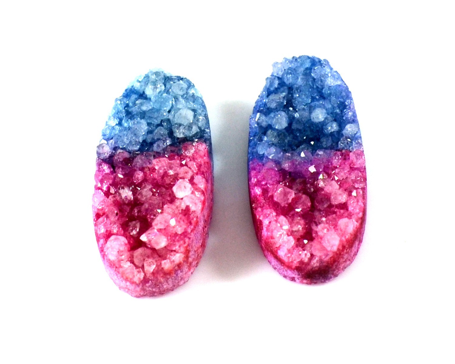 63 Ct. Dyed Multicolor Oval (31x15mm) Solar Sugar Druzy Gemstone-A324