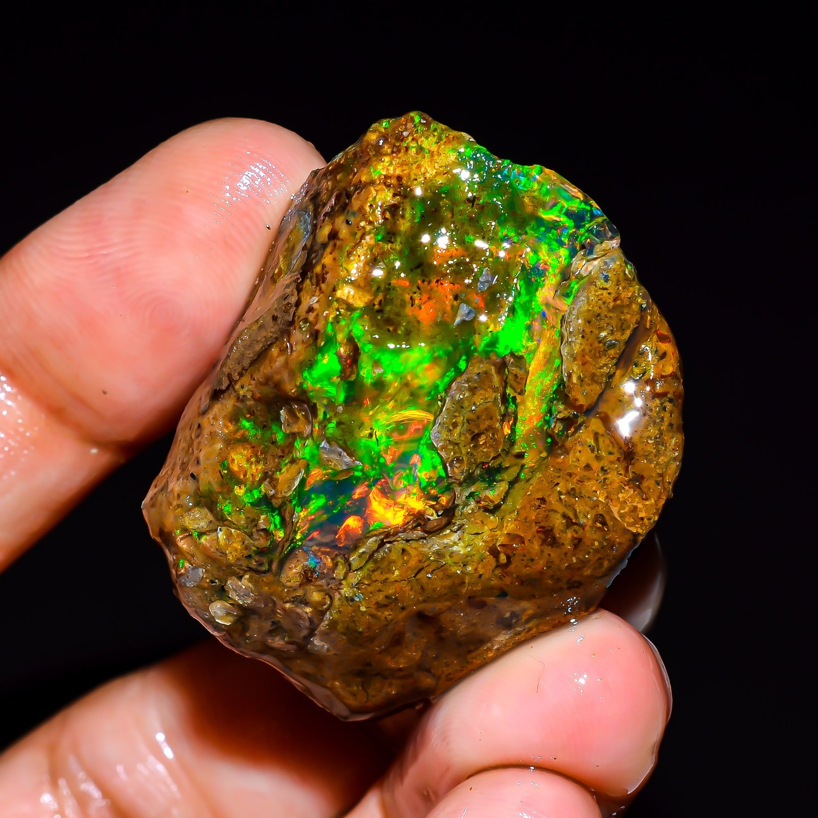65 Ct Fire Opal Ethiopian Natural Oil Rough Gemstone For Jewelry 36x27x15 mm