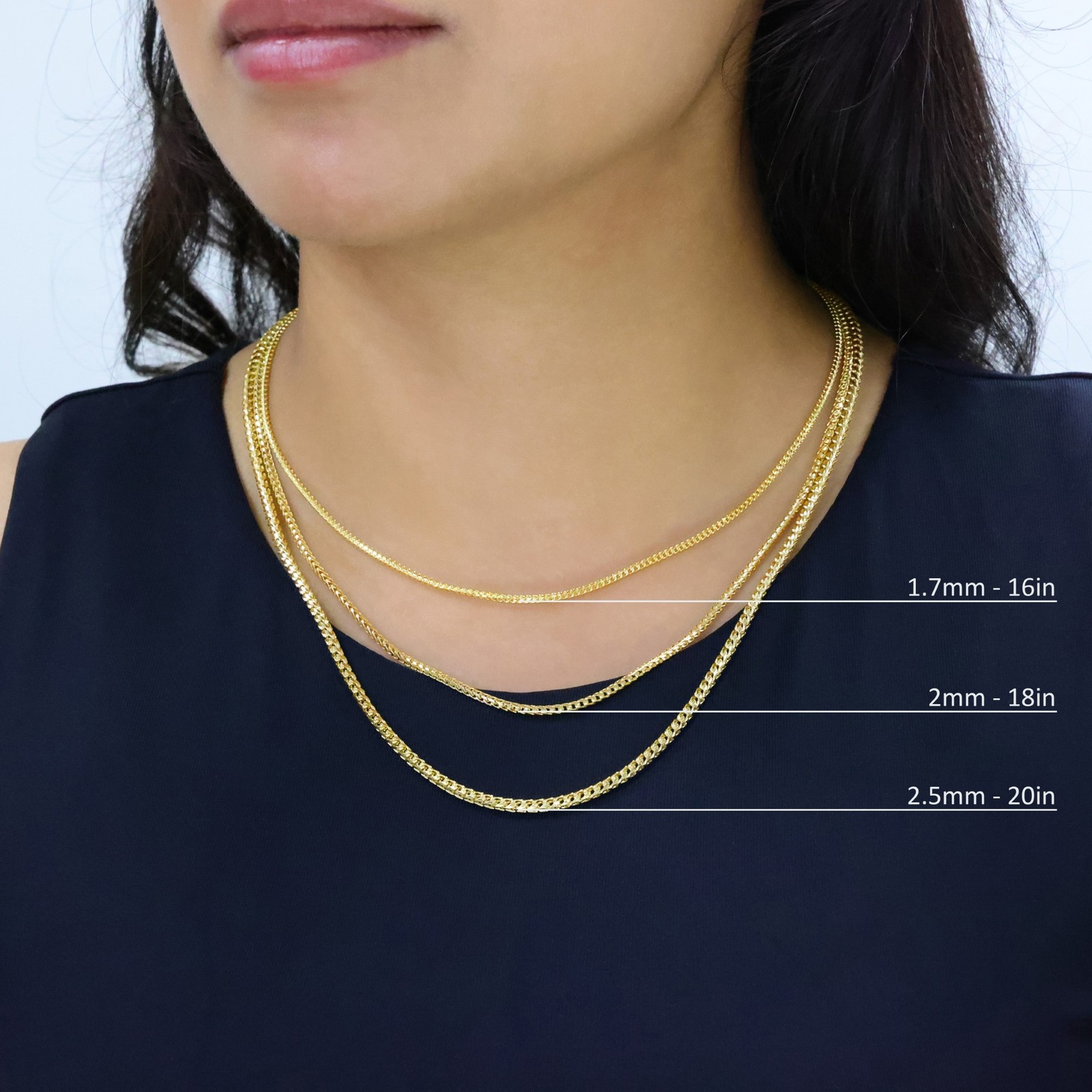 14K Yellow Gold Solid Franco 1mm-6mm Diamond Cut Chain Necklace Bracelet 7″-30″