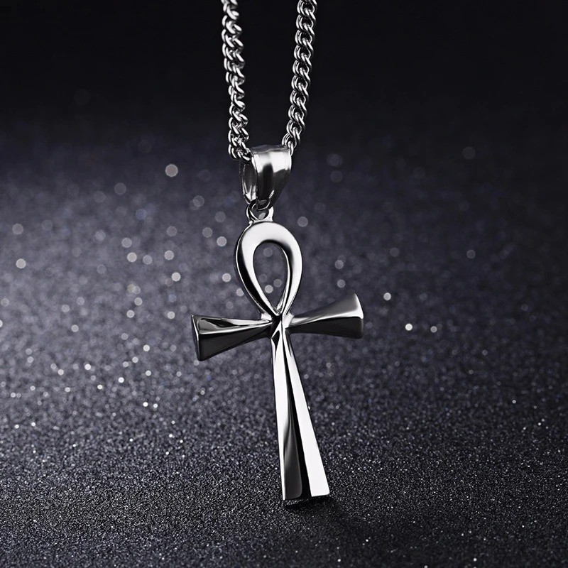 Stainless Steel Ankh Crucifix Pendant Egyptian Symbol of Life Necklace Jewelry