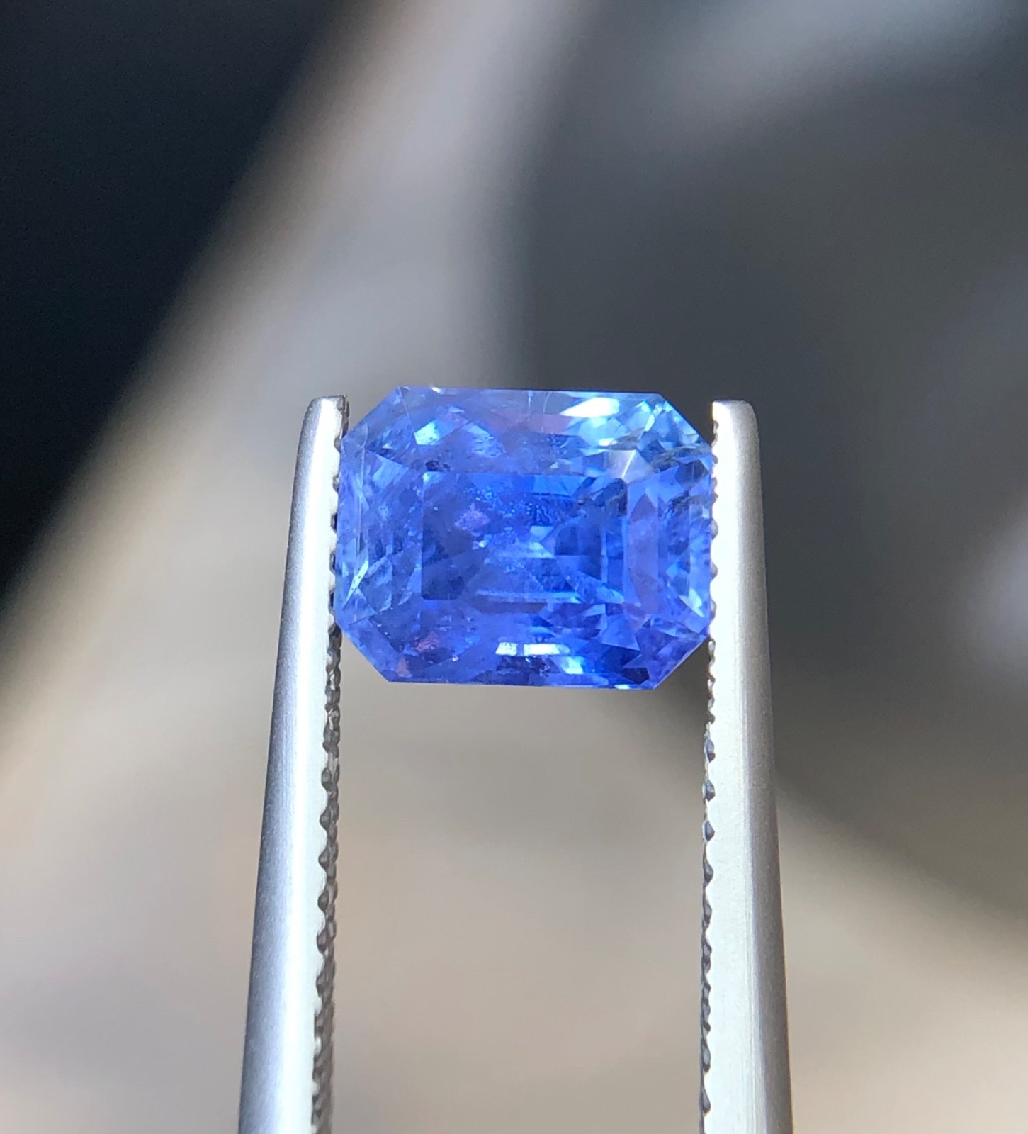 3.17 Carats Blue Sapphire Emerald Cut Certified Natural SriLanka Loose Gemstone
