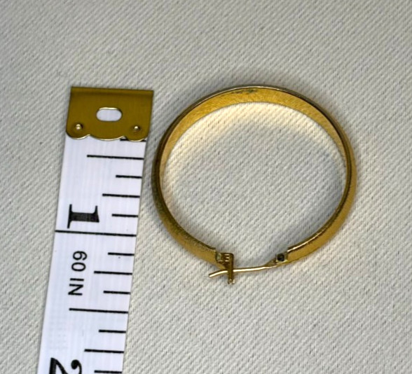 Vintage Brushed Gold Hoop Earrings Satin Finish Medium Thick Click-Top 1.25”