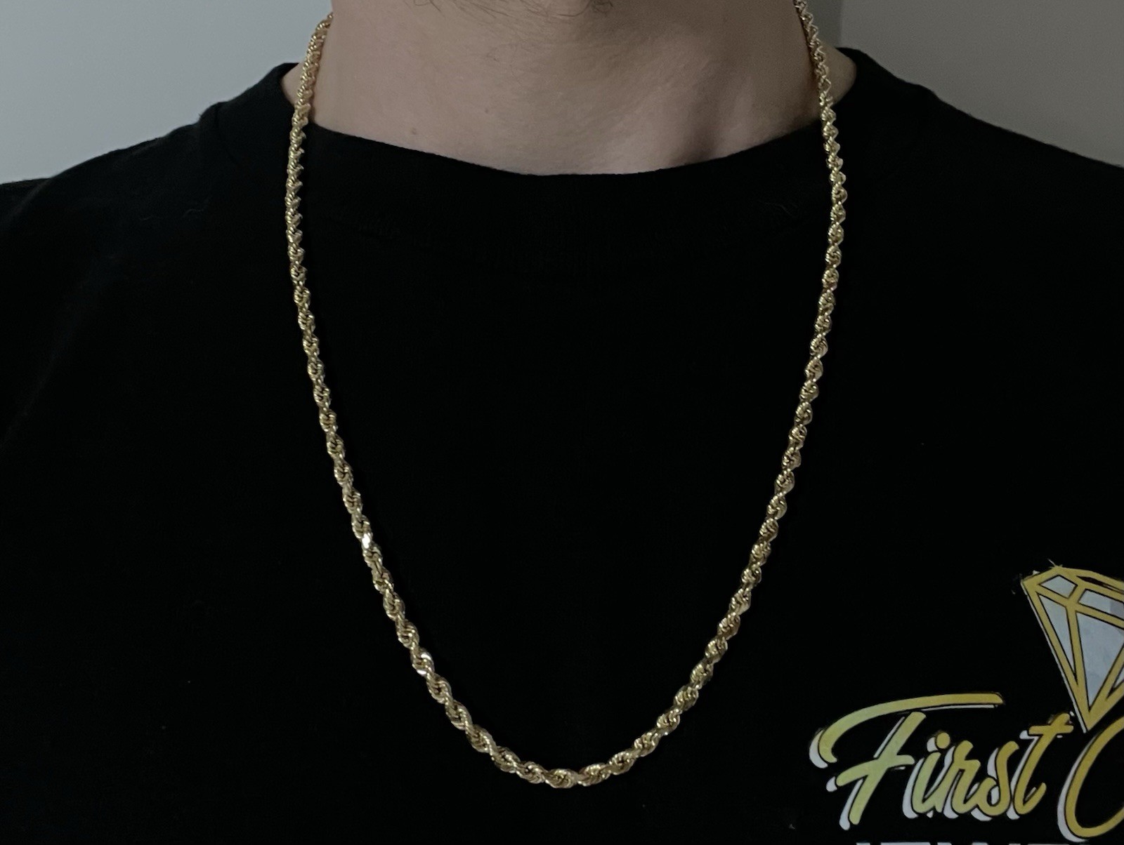 24” 14K Solid Yellow Gold Diamond Cut Rope Chain | 31.43g | 4mm | Lobster Clasp