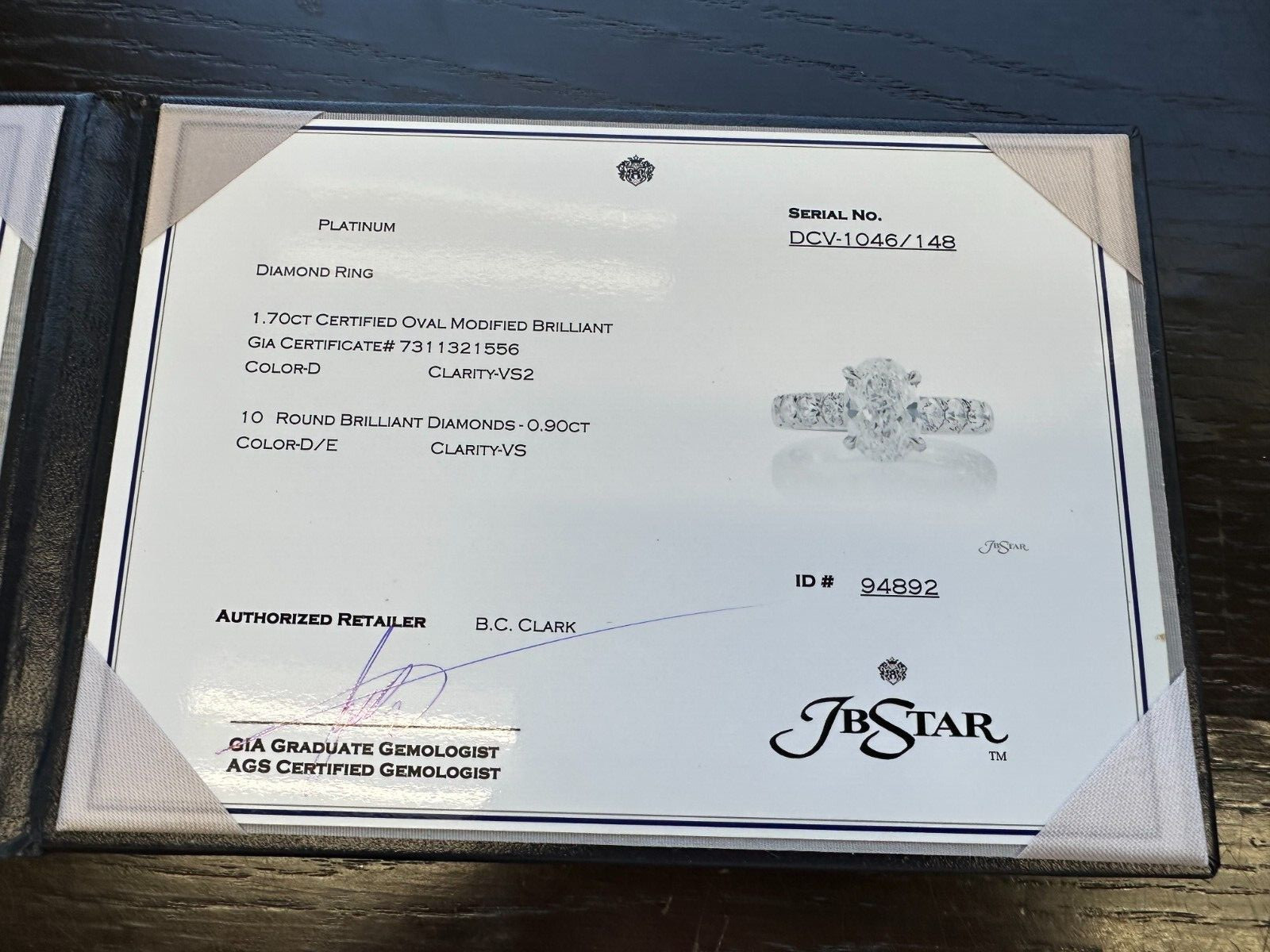 J.B. STAR Designer Platinum 950 0.90ctw Diamond Semi-Mount Ring w/cert 1046/148