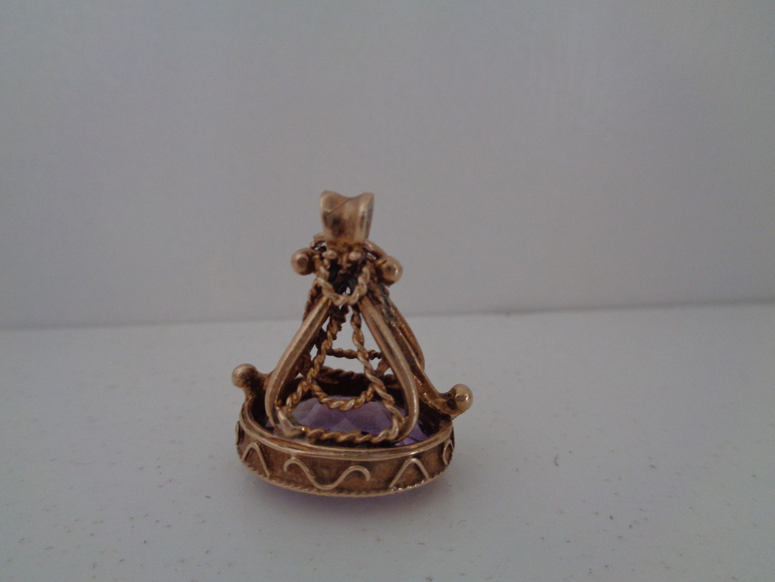 9 Carat Gold Fob with Faceted 3 Carat Amethyst Stone